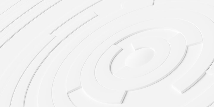 Concentric random rotated white ring or circle segments cut out background wallpaper banner