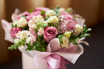 Beautiful holiday bouquet. Bouquet of delicate flowers. Flowers 