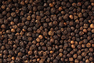 Black Peppercorns, Pepper Texture Background, extreme macro, Top View, Close up