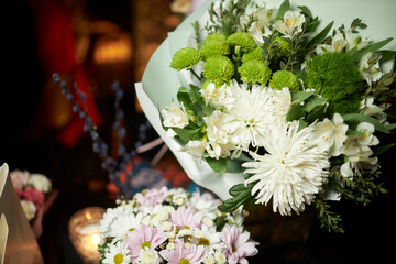 Beautiful holiday bouquet. Bouquet of delicate flowers. Flowers 
