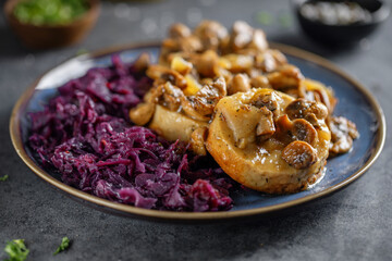 German Christmas food with meat and cabbage - obrazy, fototapety, plakaty