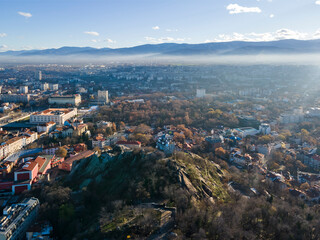 Aerial view of City of Plovdiv, Bulgaria