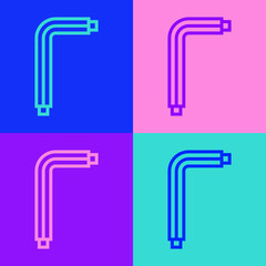Pop art line Tool allen keys icon isolated on color background. Vector