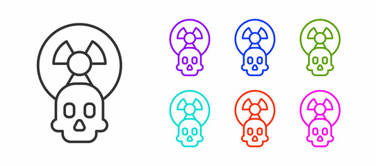 Black line Radioactive icon isolated on white background. Radioactive toxic symbol. Radiation hazard sign. Set icons colorful. Vector