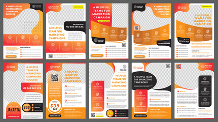 OrangerTen Flyer Bundler - 10 templates of a4 flyer template and modern design, perfect for creative professional business in orange color