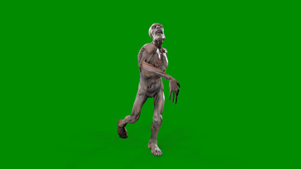 Fantasy character Zombie Undead in epic pose - 3D render on isolated green background