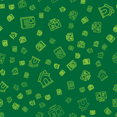 Set line House contract, and Online real estate house on seamless pattern. Vector