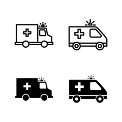 Ambulance icons vector. ambulance truck sign and symbol. ambulance car