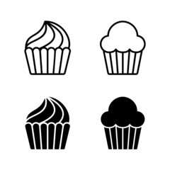 Cup cake icons vector. Cup cake sign and symbol