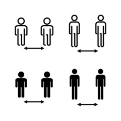 Social distance icons vector. social distancing sign and symbol. self quarantine sign