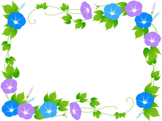 朝顔の囲みフレーム_ベクターイラスト