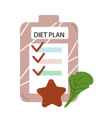 Motivation Nutrition plan concept, healthy diet, program, cartoon vector illustration.