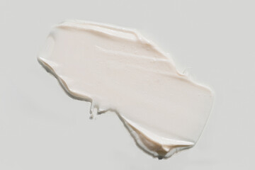 Top view of the cosmetic cream on white background, different swatches. Pastel colors. Good as cosmetics mockup