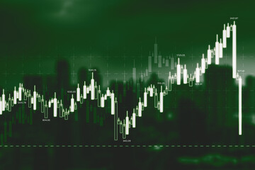Stock market candlestick chart show sharply declining