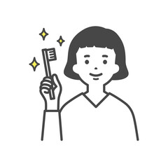 歯ブラシを持つ女性　Woman with toothbrush