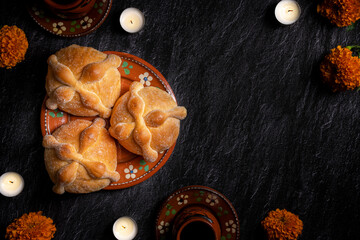 Traditional Mexican bread of the dead also known as 