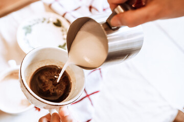 cup of coffee with milk