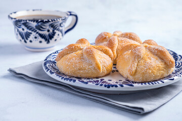 Traditional Mexican bread of the dead also known as 