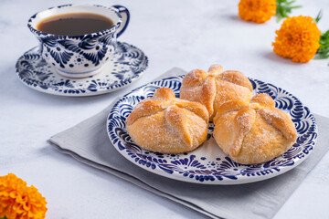 Traditional Mexican bread of the dead also known as 
