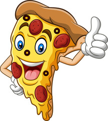 Cartoon pizza giving thumb up