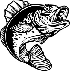 Cartoon fish icon on white background