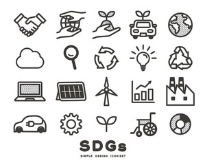 脱炭素やSDGsに関するアイコンのベクターイラスト素材／エコ／サステナブル　