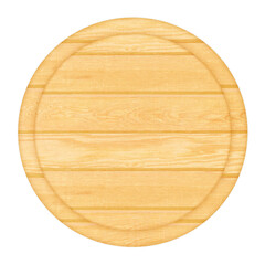 Round wooden board with a white background
