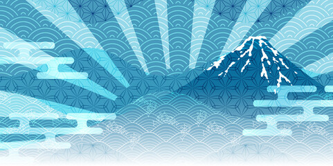 富士山　波　和柄　背景