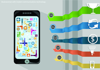 Illustration business.design modern  idea and concept think creativity. for Social network,success,plan,think,search,analyze,communicate, futuristic idea innovation technology.