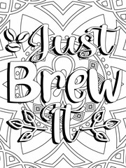 Hand-drawn coloring page for kids and adults. Coffee cup and flowers. A beautiful drawing for girls with patterns and tiny details. Pictures to color. Vector