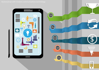 Illustration business.design modern  idea and concept think creativity. for Social network,success,plan,think,search,analyze,communicate, futuristic idea innovation technology.