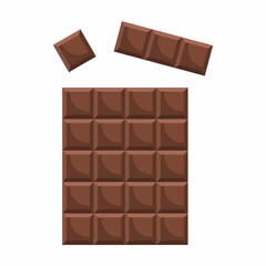 Chocolate bar pieces. Flat design style vector illustration.