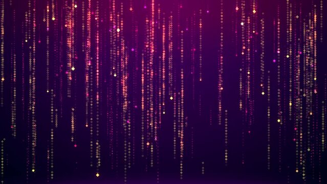 Fashionable beautiful rain. Abstract background with shining lights glitter falling particles, Rain of glittering particles, Sparkling threads curtain