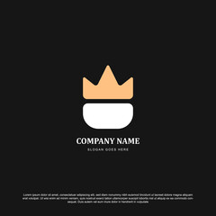 Simple king with crown logo design vector 