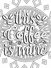 Hand-drawn coloring page for kids and adults. Coffee cup and flowers. A beautiful drawing for girls with patterns and small details. Pictures to color. Vector