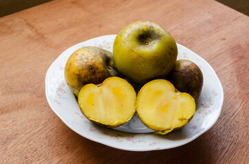 Yellow Ripe White Sapote And Cross Section