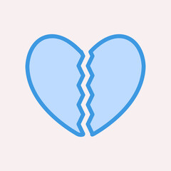Broken heart icon in blue style, use for website mobile app presentation
