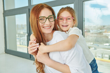 happy mother and daughter