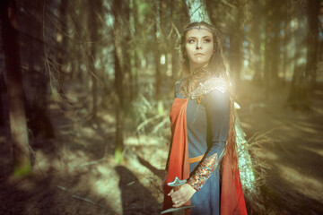 medieval queen in forest