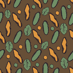 Seamless pattern with abstract caterpillar and leafetc. Design for wall decoration, postcard, poster, brochure, shirt, etc
