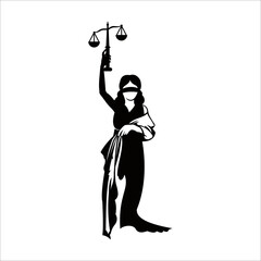 Lady Justice Vector Logo.  Law Firm Company Logo Design Template Vector Illustrations