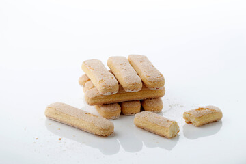 Savoiardi Biscuits on White Background