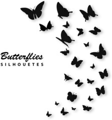 Butterfly swarm silhouette background
