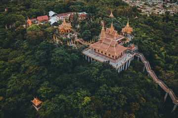 view of Ta Pa pagoda in Ta Pa hill, Tri Ton town, one of the most famous Khmer pagodas in An Giang...