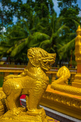 Fototapeta premium view of Xa Ton or Xvayton pagoda in Tri Ton town, one of the most famous Khmer pagodas in An Giang province, Mekong Delta, Vietnam.