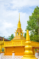Naklejka premium view of Xa Ton or Xvayton pagoda in Tri Ton town, one of the most famous Khmer pagodas in An Giang province, Mekong Delta, Vietnam.