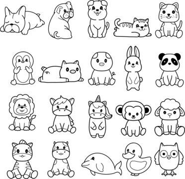 Big set wild animals and pets animals bundle coloring forest ,
headanimal, big collection of decorative for kids,baby characters,
card,hand drawn,
cartoon style.vector illustration