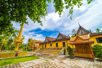 view of Xa Ton or Xvayton pagoda in Tri Ton town, one of the most famous Khmer pagodas in An Giang...