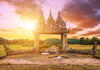 view of Chikaeng Krom pagoda in Tri Ton town, one of the most famous Khmer pagodas in An Giang...