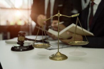 Lawyers having  Concepts of  Legal services at the law office work Legal advice online on computer...